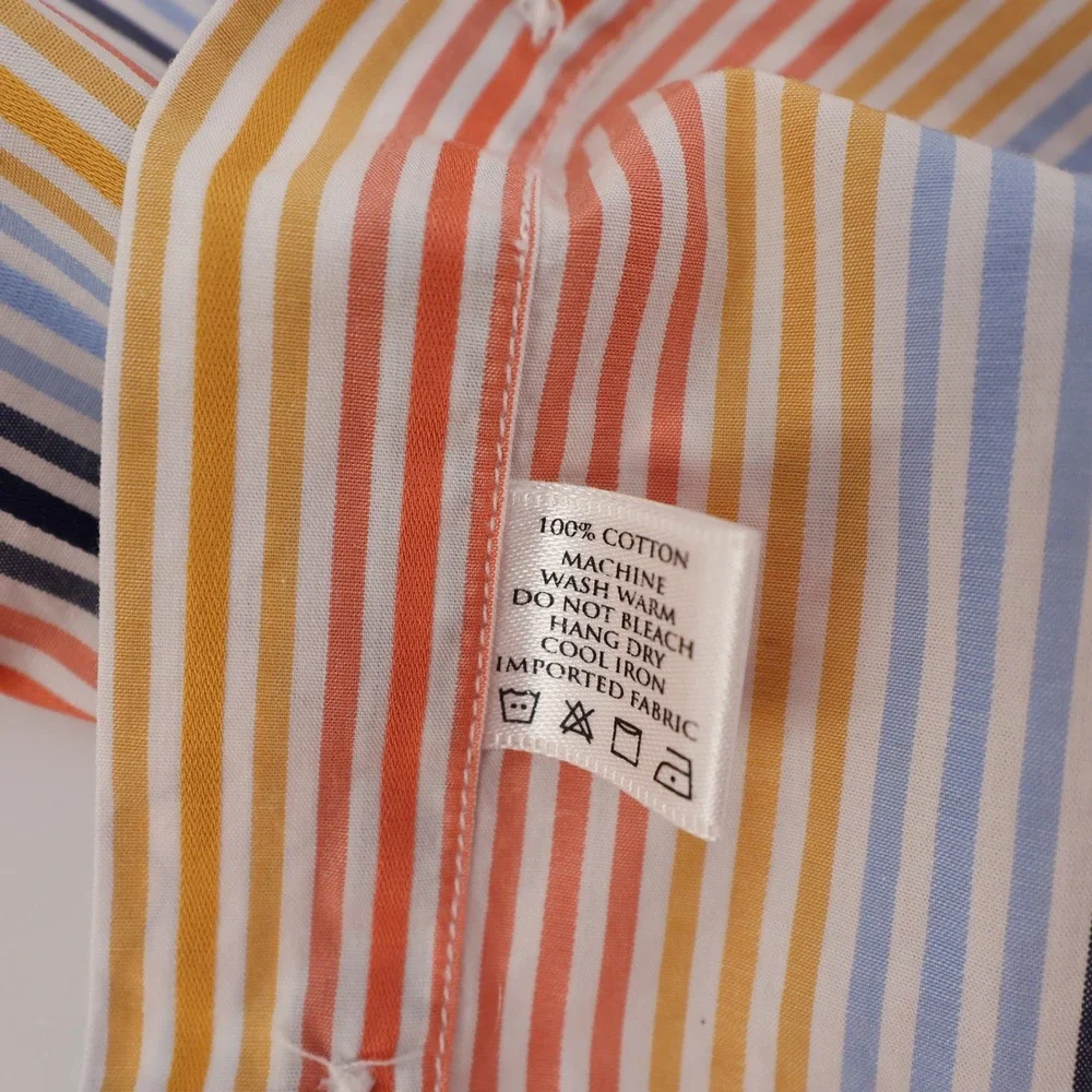 Robert Talbott Mens L Striped Dress Shirt Long Sleeve Button Up Multicolor Large